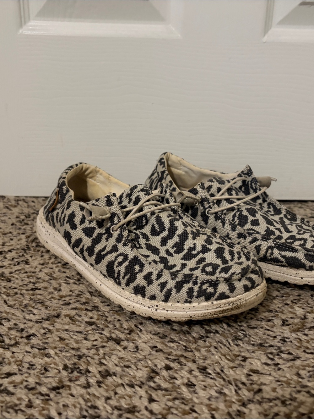 Women’s Leopard Print Casual Hey Dude Slip-On Shoes - Cream & Black